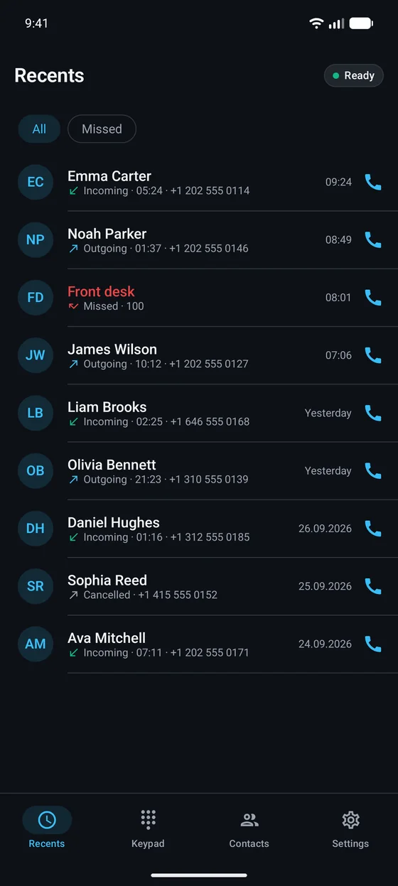 Recents in dark mode